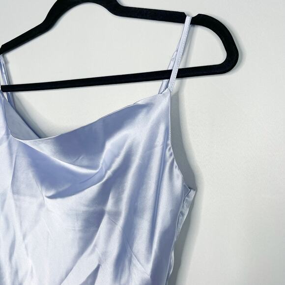 New Cloud Ten Small S Blue Alaleh Satin Cowl Neck Mini Slip Dress Wrap Detail - Picture 6 of 12